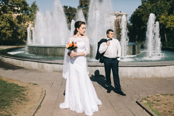 Casal amoroso no dia do casamento — Fotografia de Stock