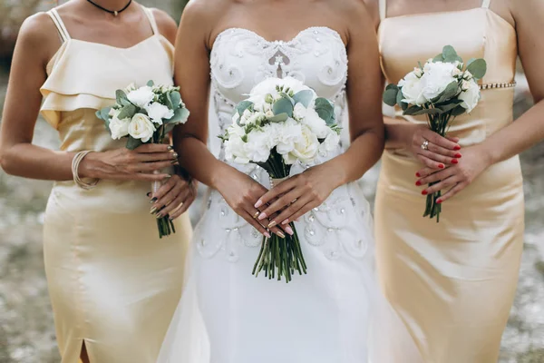 Bella sposa e damigelle d'onore — Foto Stock