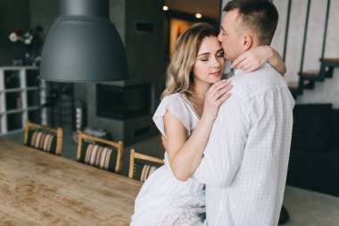 young couple flirting