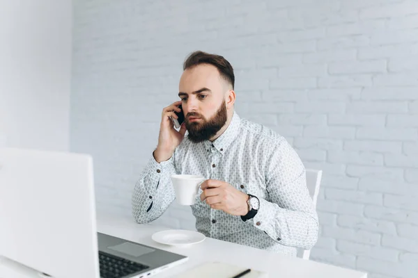 business man drink coffee