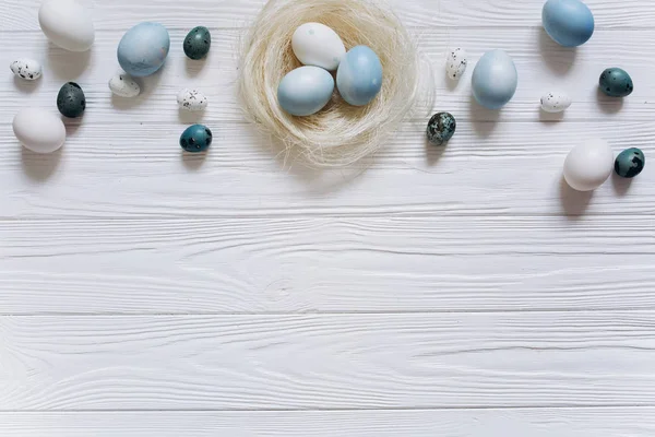 Easter painted eggs in nest