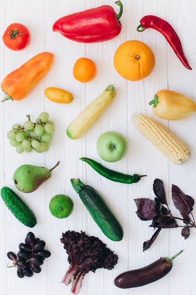 Rainbow colored fruits and vegetables