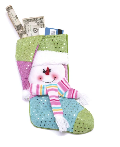 Doldurulmuş Noel çorap izole kırpma beyaz zemin üzerine