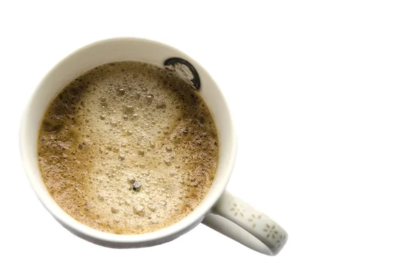 Beyaz arka planda bir fincan kahve.