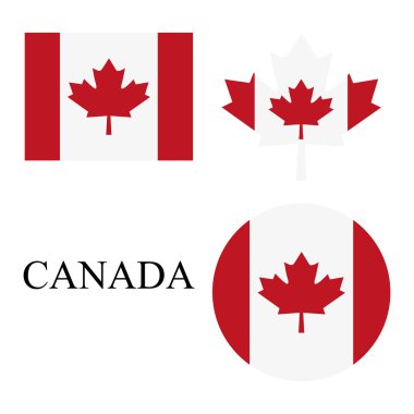 Beyaz bir arka plan üzerinde simge Kanada bayrağı ayarla