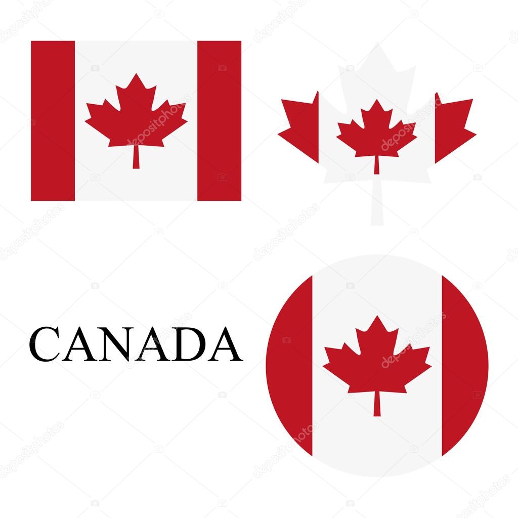 Set icon Canadian flag on a white background