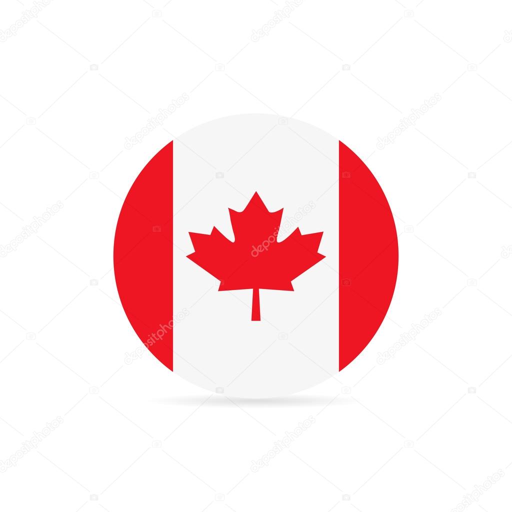 Canadian flag in a circle on white background Stock Vector by