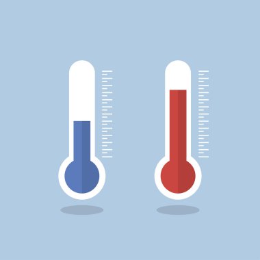 Termometre simgesi. Sıcak ve soğuk sıcaklık ölçme