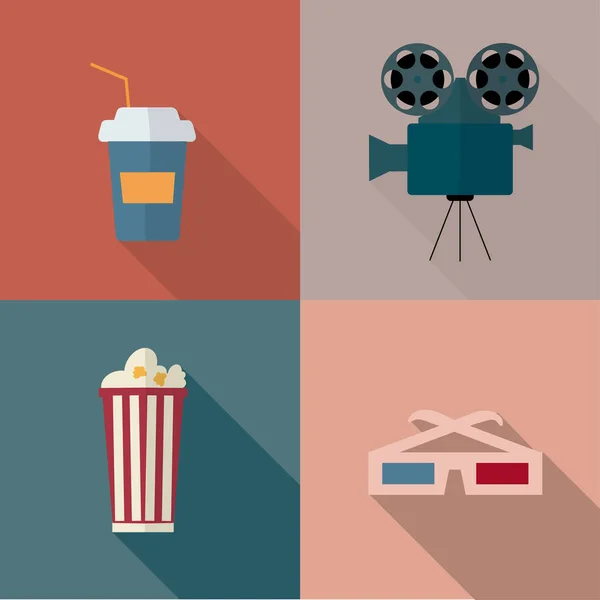 Set cinema icon. — Stock Vector