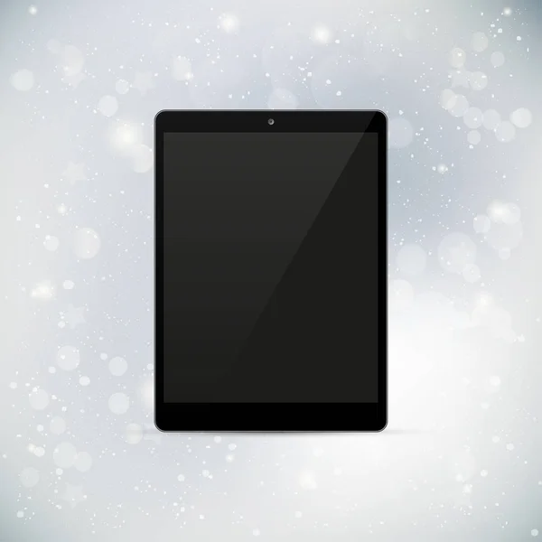 Реалистичный планшет на зимнем фоне. Пустой экран — стоковый вектор