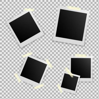 Yapışkan bant, izole arka plan ile model fotoğraf çerçeve kümesi