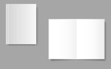 Boş açılabilir ve yumuşak gölgeler ile gri arka plan üzerinde dergi şablon kapalı. Set gerçekçi, eps 10