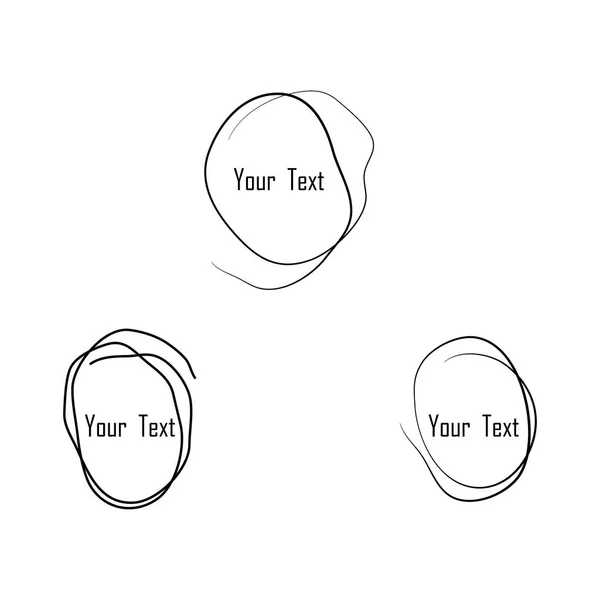 Set of 3 Hand Drawn Scribble Circles, vector elements design — Stock Vector