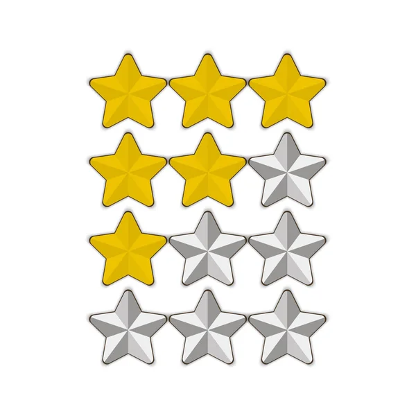 Tres estrellas. Superado de nivel. Fondo blanco, eps 10 — Archivo Imágenes Vectoriales
