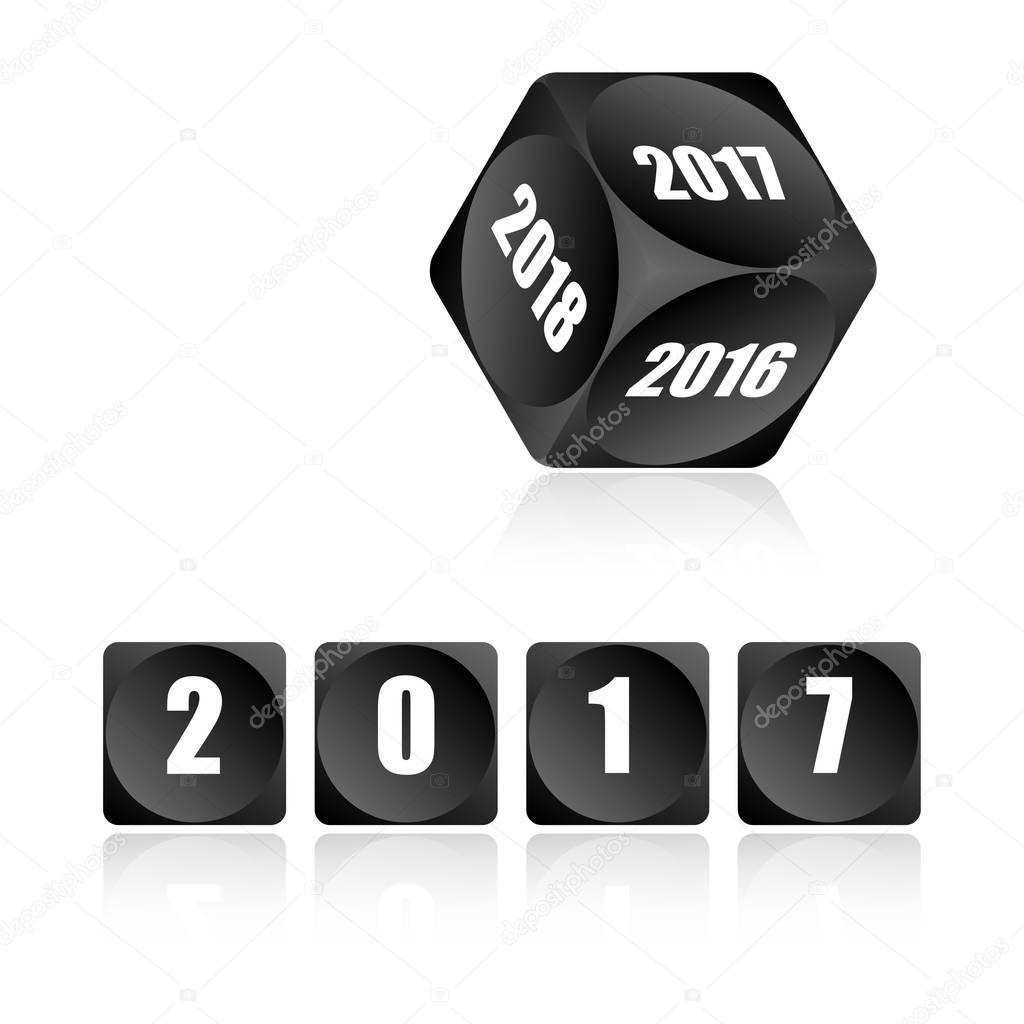 Realistic vector dices. New Year. 2017, illustration, eps 10