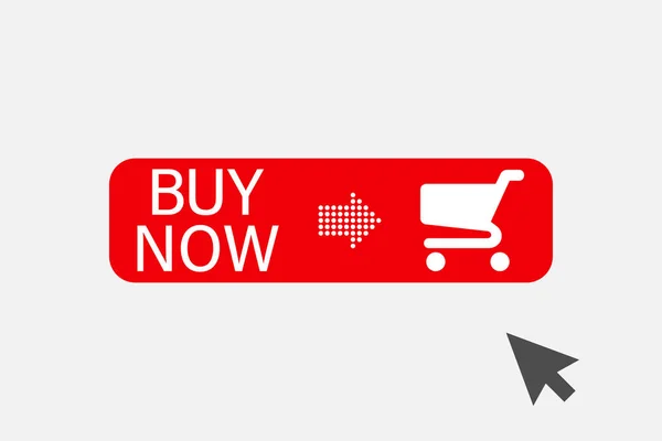 Comprar ahora botón con cursor. Elemento de diseño para aplicaciones móviles y web — Vector de stock