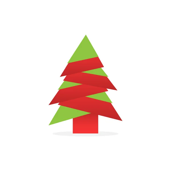 Kerstboom met schaduw, origami ontwerp — Stockvector