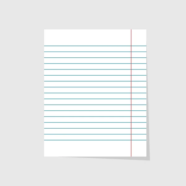 Папір для зошитів. Реалістична векторна ілюстрація чистого аркуша паперу в лініях на сірому фоні — стоковий вектор
