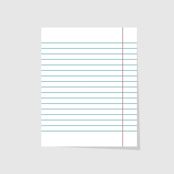 Notebook paper. Realistic vector illustration of blank sheet paper in lines on a gray background