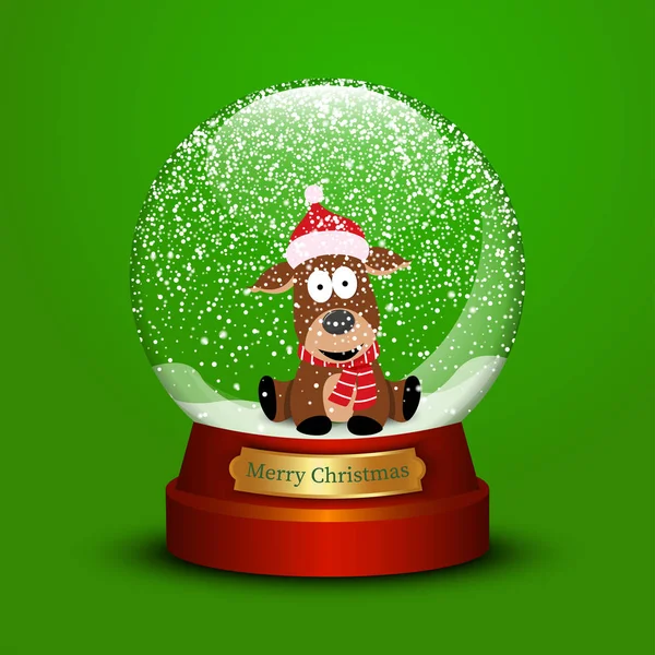 Boule à neige avec chien de Noël. Joyeux Noël illustration vectorielle — Image vectorielle