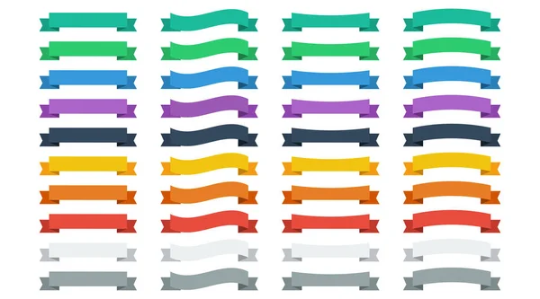 Définir les rubans vectoriels en couleurs plates. Rubans de bannières vectorielles. Lot de 40 rubans — Image vectorielle