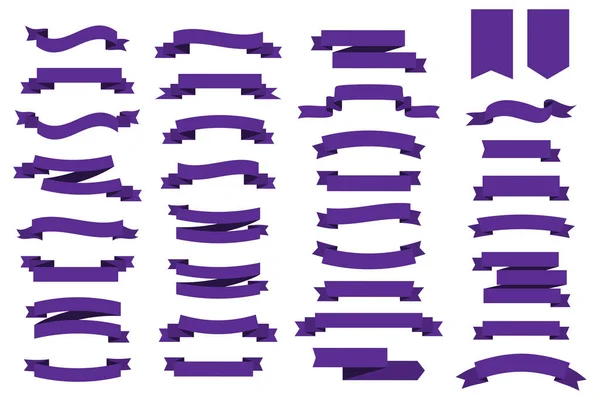 Flat vektor band banners ultra violett färg. Trendiga färg 2018 års Ultra Violet. Vektor band för din design — Stock vektor