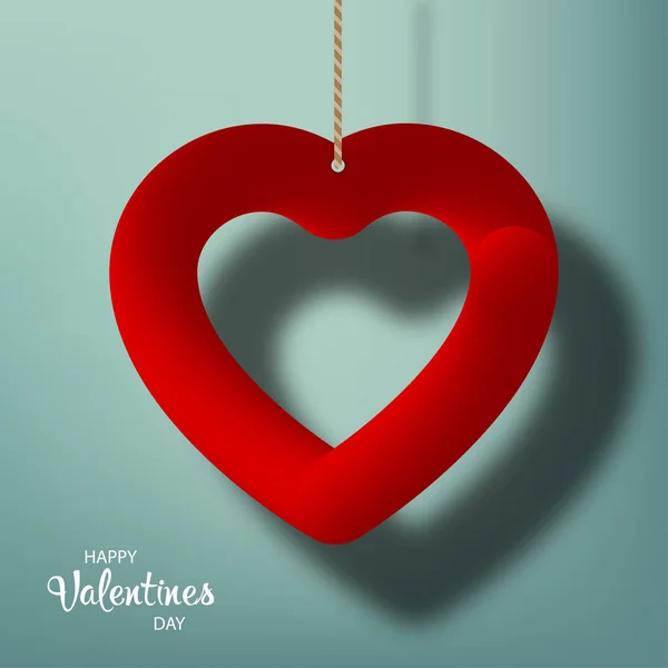 Bonne affiche de la Saint-Valentin. Coeur 3d réaliste avec ombre — Image vectorielle