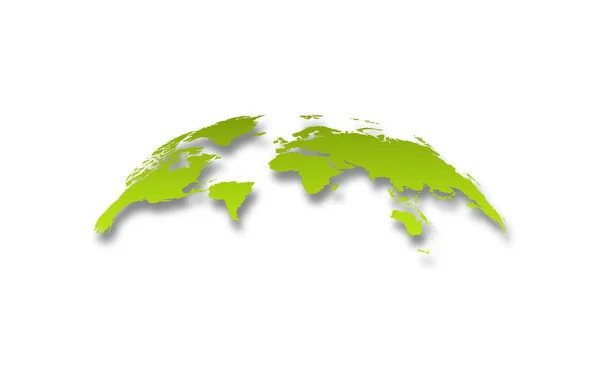 3D ρεαλιστική υδρόγειο χάρτη κόσμο με σκιά στο ντεγκραντέ πράσινο — Διανυσματικό Αρχείο