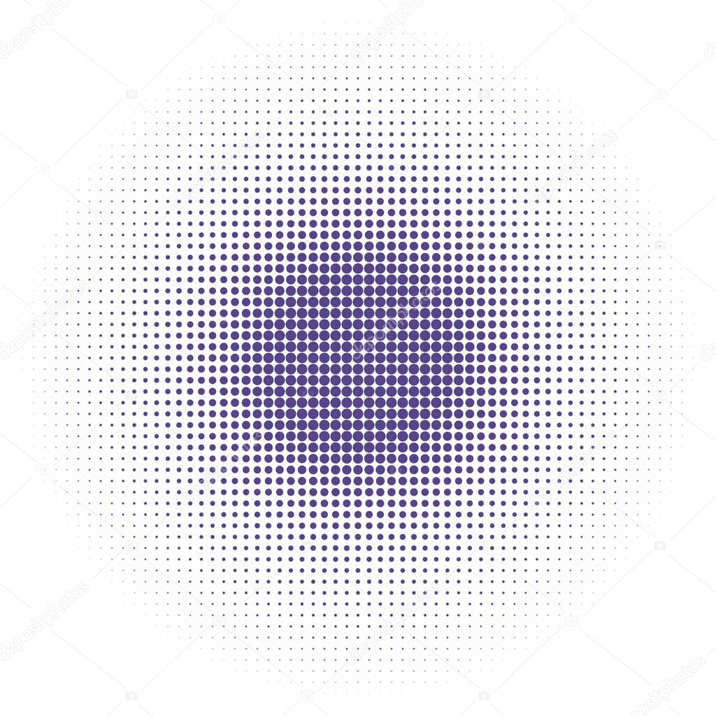 Vector halftone dots background. Ultra violet dots on white background