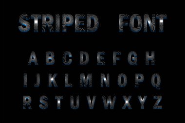 siyah arka plan üzerine 3D çizgili yazı tipi