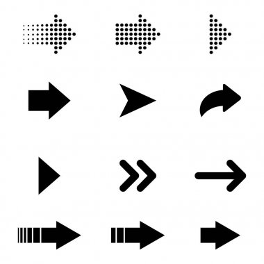 Siyah vektör okları kümesi. Oklar koleksiyonu vektör