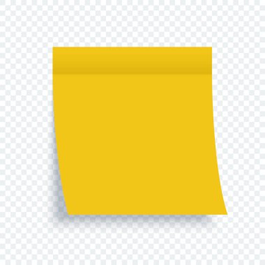 Sarı sopa not. Gölge şeffaf arka plan ile sarı kağıt Sanat etiket