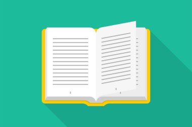 Vektör simgesi kitap düz tasarımı. Açık kitap