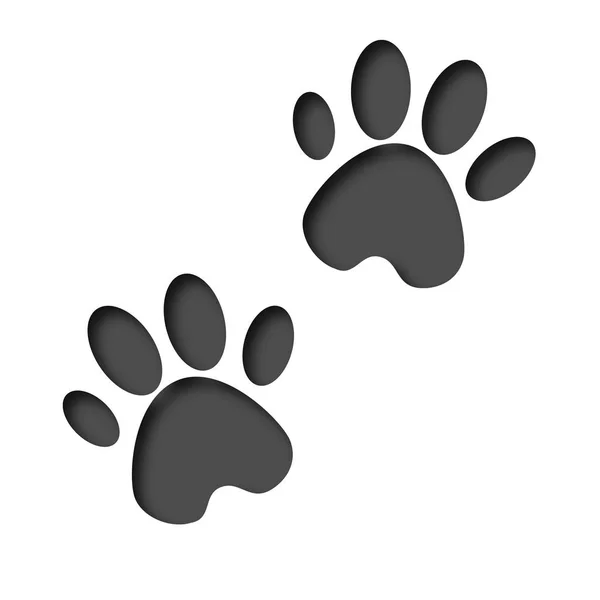 3d 插图。动物足迹。脚印狗或猫在平面设计。战俘印刷动物 — 图库矢量图片
