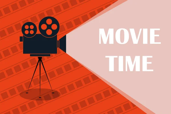 Cinema background or banner. Movie time. Movie ticket. Cinema camera — Stock Vector