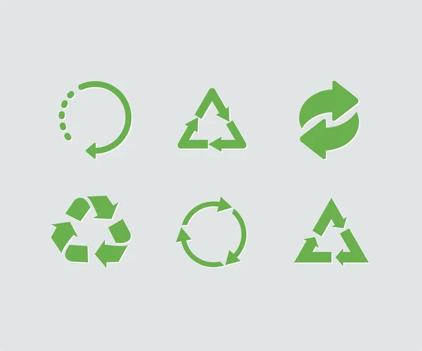 Conjunto de ícone de reciclagem de vetor verde. Reciclar coleção vetorial —  Vetores de Stock
