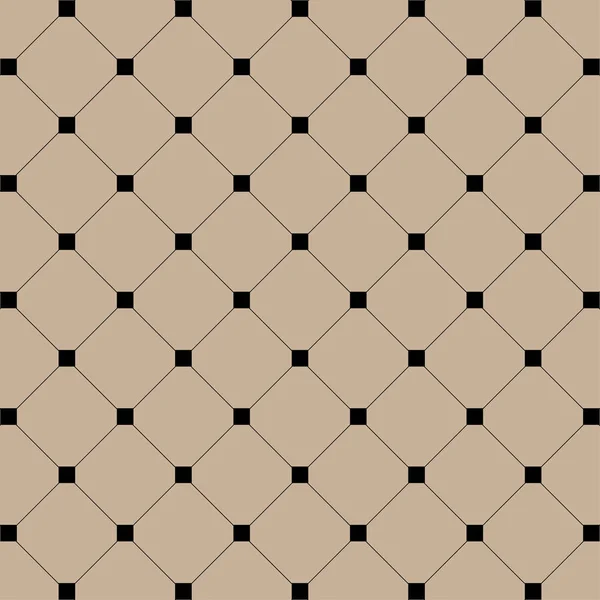 Illustrazione geometrica. Quadrati neri con linee su sfondo brawn. Astratto sfondo modello senza soluzione di continuità — Vettoriale Stock
