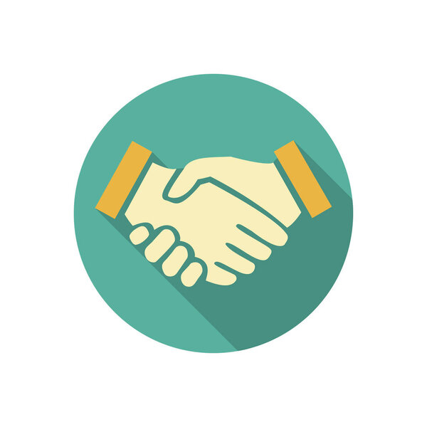 Handshake icon in flat design. Business concept