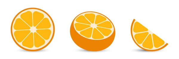 Oranges avec tranche d'orange et demi-orange. Citrus — Image vectorielle