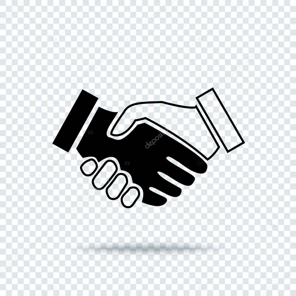 Handshake icon with shadow on transparent background