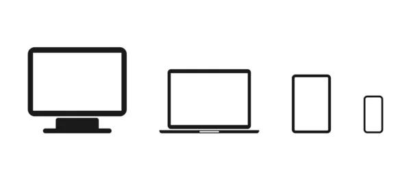 Gerätevektorsymbole, isoliert. Computerbildschirm, Laptop, Tablet a — Stockvektor