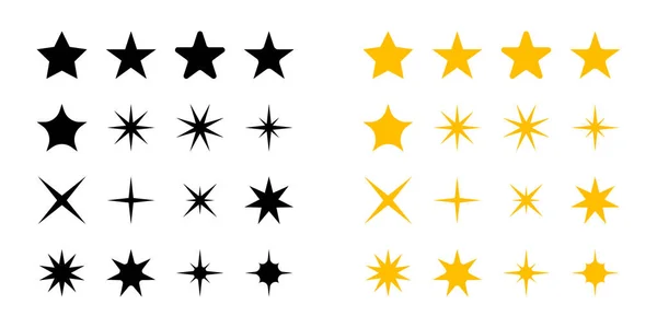 Sterren collectie. sterren zwart en geel kleur, vector pictogrammen, is — Stockvector