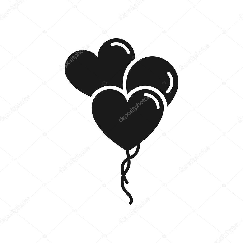 Love balloons vector icon. balloons in heart shape. balloons isolated on white background and in modern simple flat style for web design. vector illustration