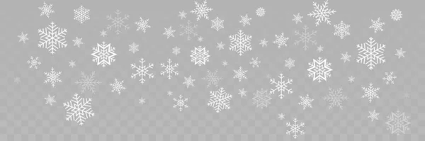 Падаючі сніжинки різної форми. Сніжинки, ізольовані на транші — стоковий вектор