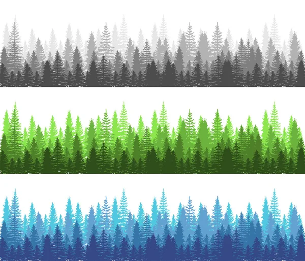 Bosque Temporada Diferente Colección Verano Invierno Bosque Oscuro Pino Abeto — Vector de stock