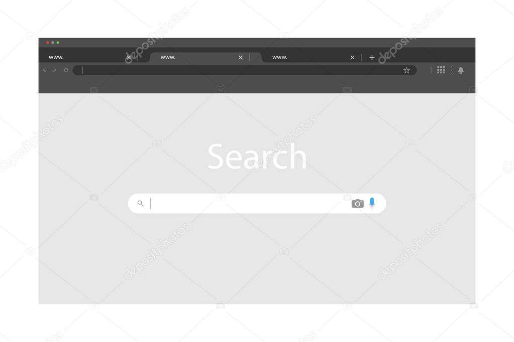 Browser Window in modern simple flat design. Empty internet page. Browser Window, isolated on white background. Screen mockup for web Browser. Vector illustration