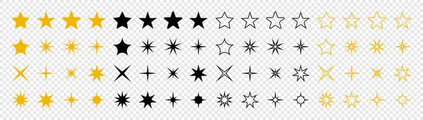 Collection d'étoiles. Icônes vectorielles étoiles. Ensemble doré et noir de Sta — Image vectorielle