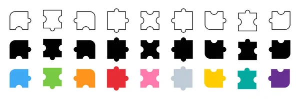 Puzzle Collection Pièces Puzzle Différentes Couleurs Design Puzzle Puzzle Isolé — Image vectorielle