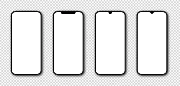 Beyaz Ekran 'la telefon. Akıllı telefon maketi. Beyaz ekranlı cep telefonu. Şablon modelleme akıllı telefon gerçekçi tasarım. Vektör illüstrasyonu