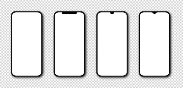 Teléfono Con Pantalla Blanca Una Maqueta Teléfonos Inteligentes Teléfono Celular — Archivo Imágenes Vectoriales